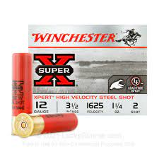 12 Gauge – 3-1/2″ Steel Shot – 1-1/4 oz. #2 – Winchester Super-X High Velocity – 25 Rounds